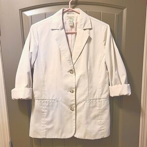 L.L. Bean Vintage Light Academia Blazer Casual Button Front Pockets Preppy Cream
